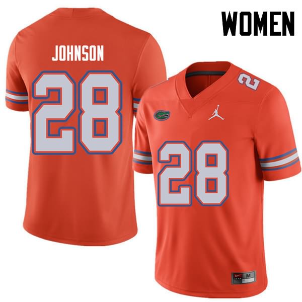 Women's NCAA Florida Gators Kylan Johnson #28 Stitched Authentic Jordan Brand Orange College Football Jersey YWK3665IG